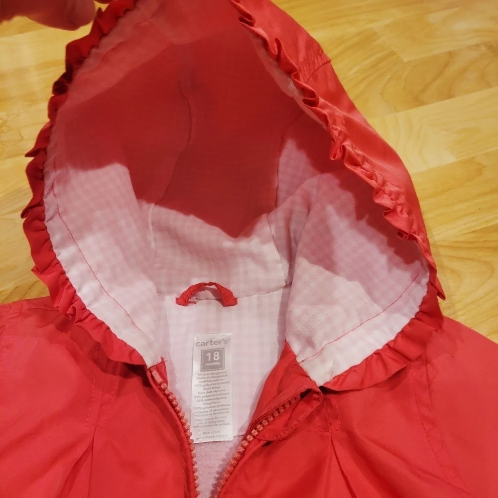 Carter's Pink Hooded Jacket with Butterfly Pockets Size 18 Months